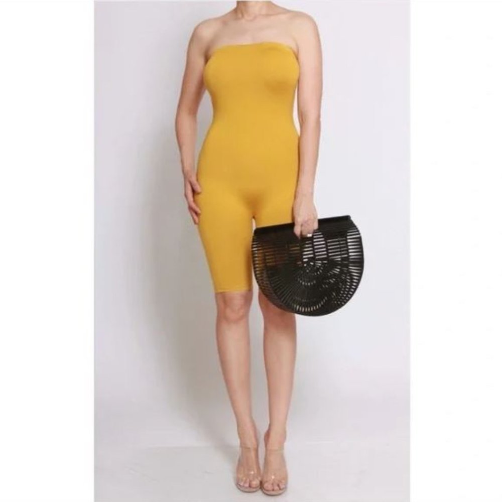 Yellow Cabbage - YELLOW - Biker Short Strapless Romper - Size Small - NWOT